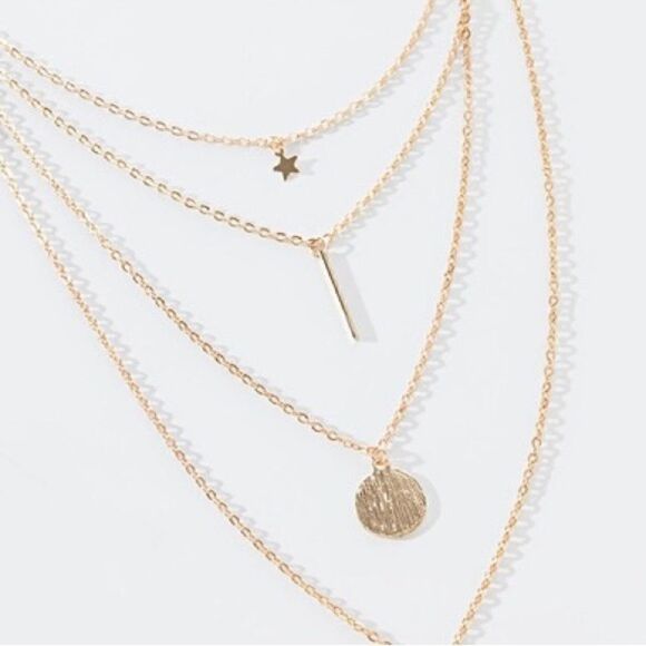 Four Layer Gold Boho Layering Necklaces - Picture 3 of 4